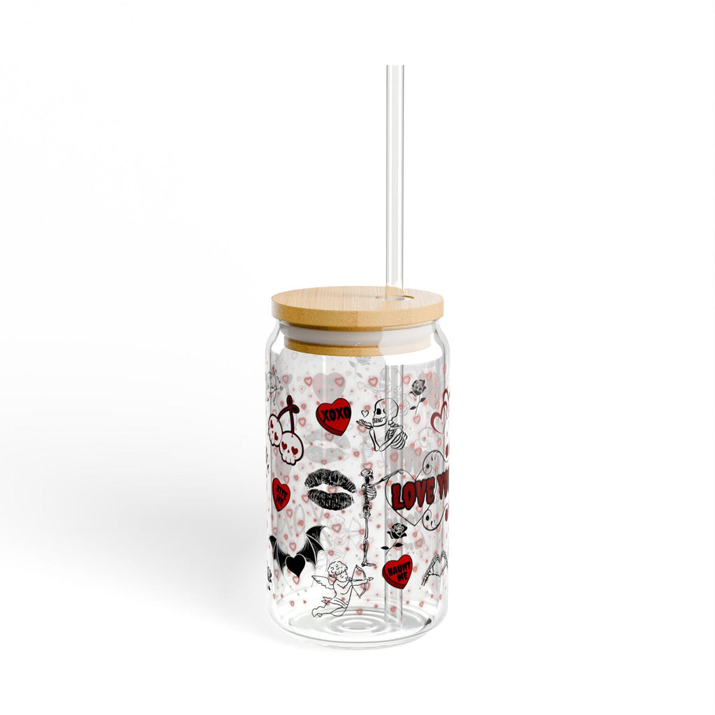Spooky Valentine's Day Sipper Glass | 16oz Red And Black Goth Inspired Glass