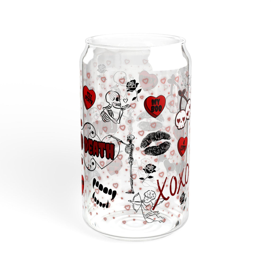 Spooky Valentine's Day Sipper Glass | 16oz Red And Black Goth Inspired Glass