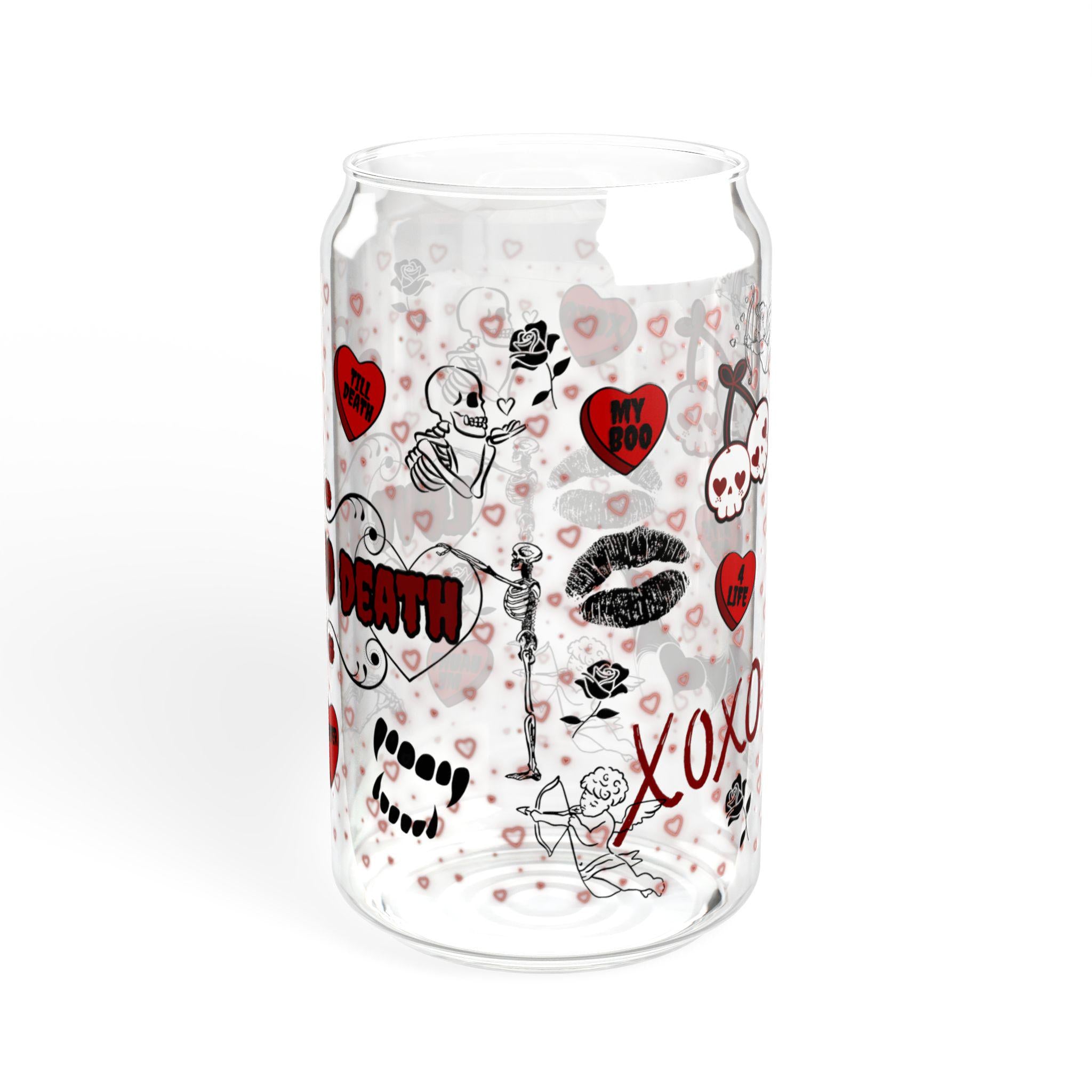 Spooky Valentine's Day Sipper Glass | 16oz Red And Black Goth Inspired Glass