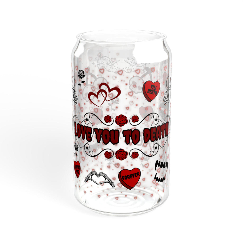 Spooky Valentine's Day Sipper Glass | 16oz Red And Black Goth Inspired Glass
