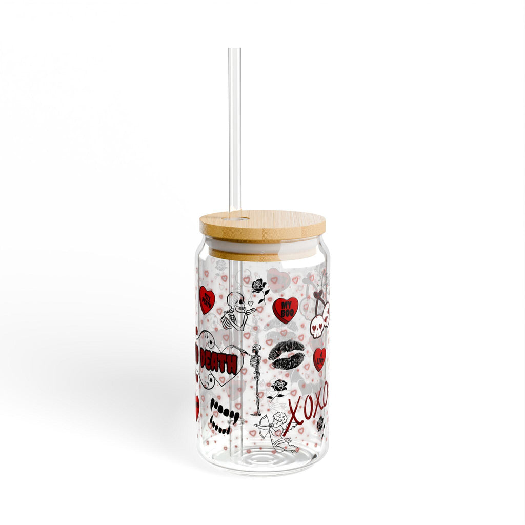 Spooky Valentine's Day Sipper Glass | 16oz Red And Black Goth Inspired Glass
