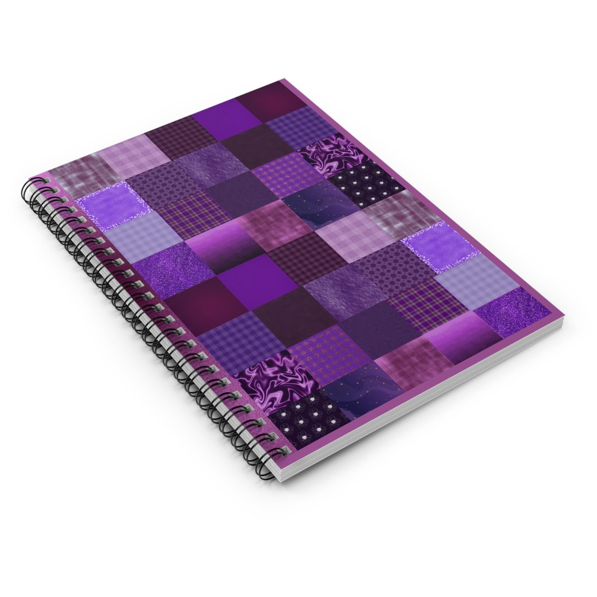 Purple Patchwork Pattern Spiral Notebook | Ruled Journal