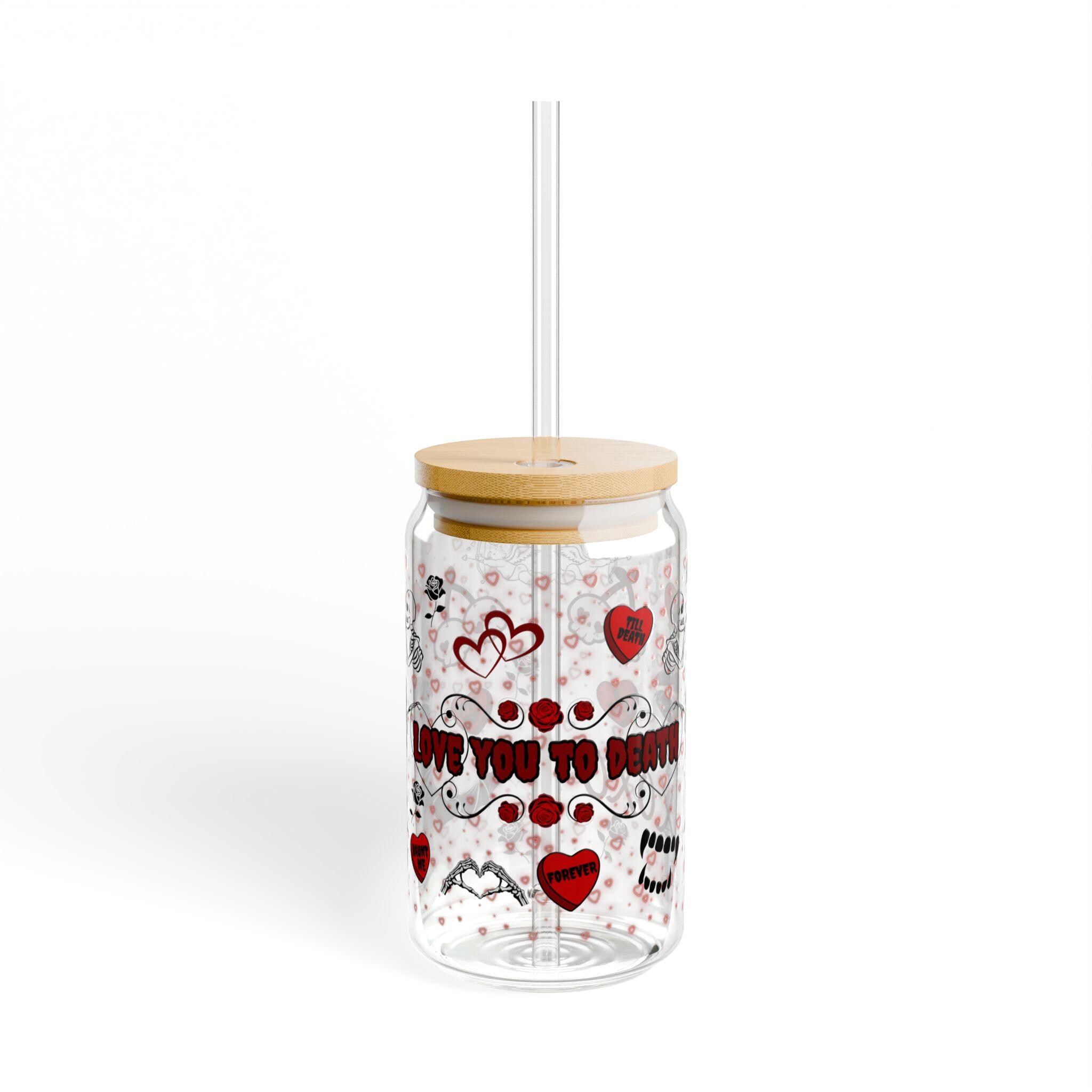 Spooky Valentine's Day Sipper Glass | 16oz Red And Black Goth Inspired Glass