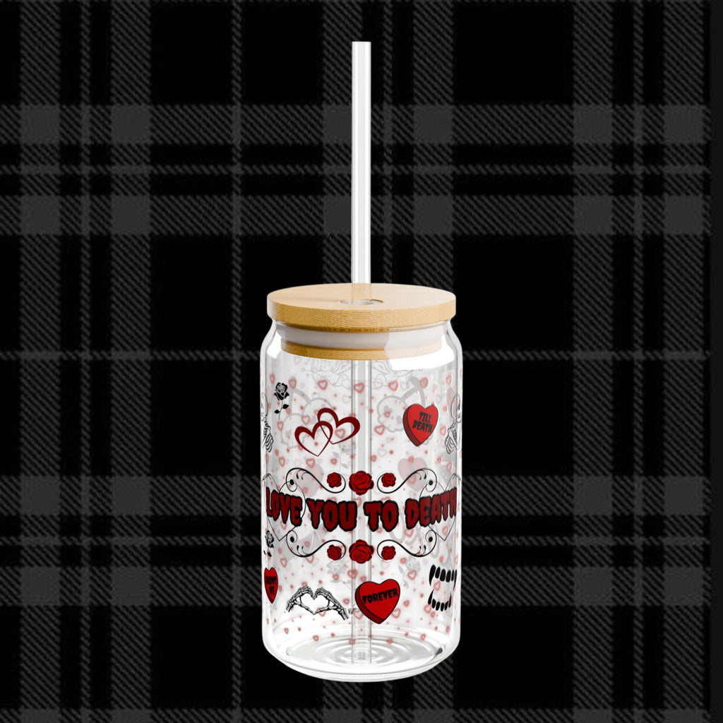Spooky Valentine's Day Sipper Glass | 16oz Red And Black Goth Inspired Glass