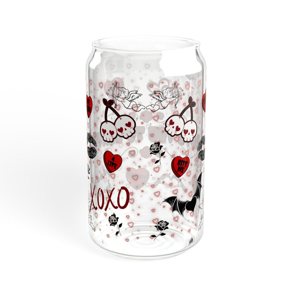 Spooky Valentine's Day Sipper Glass | 16oz Red And Black Goth Inspired Glass