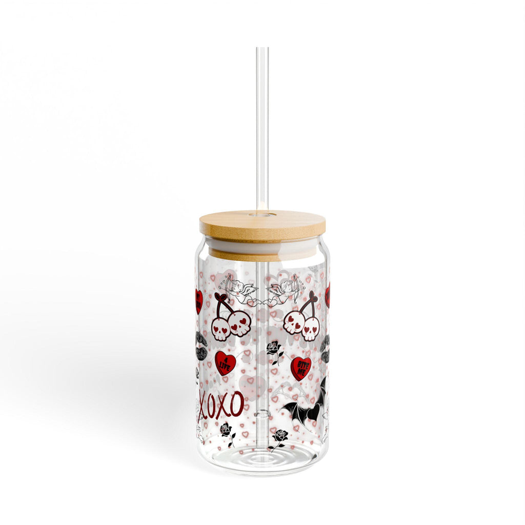 Spooky Valentine's Day Sipper Glass | 16oz Red And Black Goth Inspired Glass