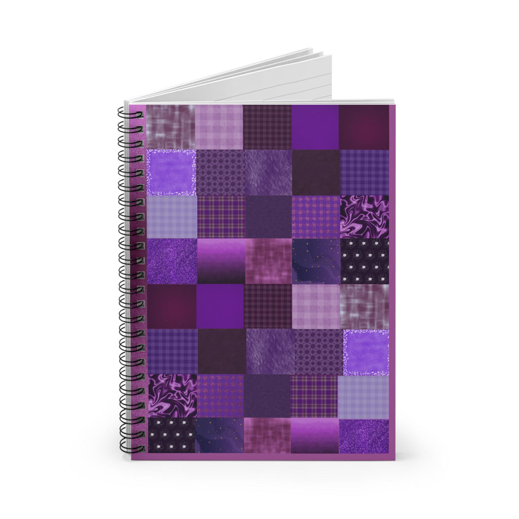 Purple Patchwork Pattern Spiral Notebook | Ruled Journal