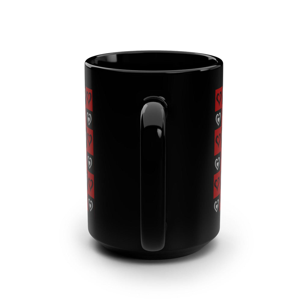 Valentine's Day Inspired "Love You" Mug | 15oz Black Ceramic Heart Patterned