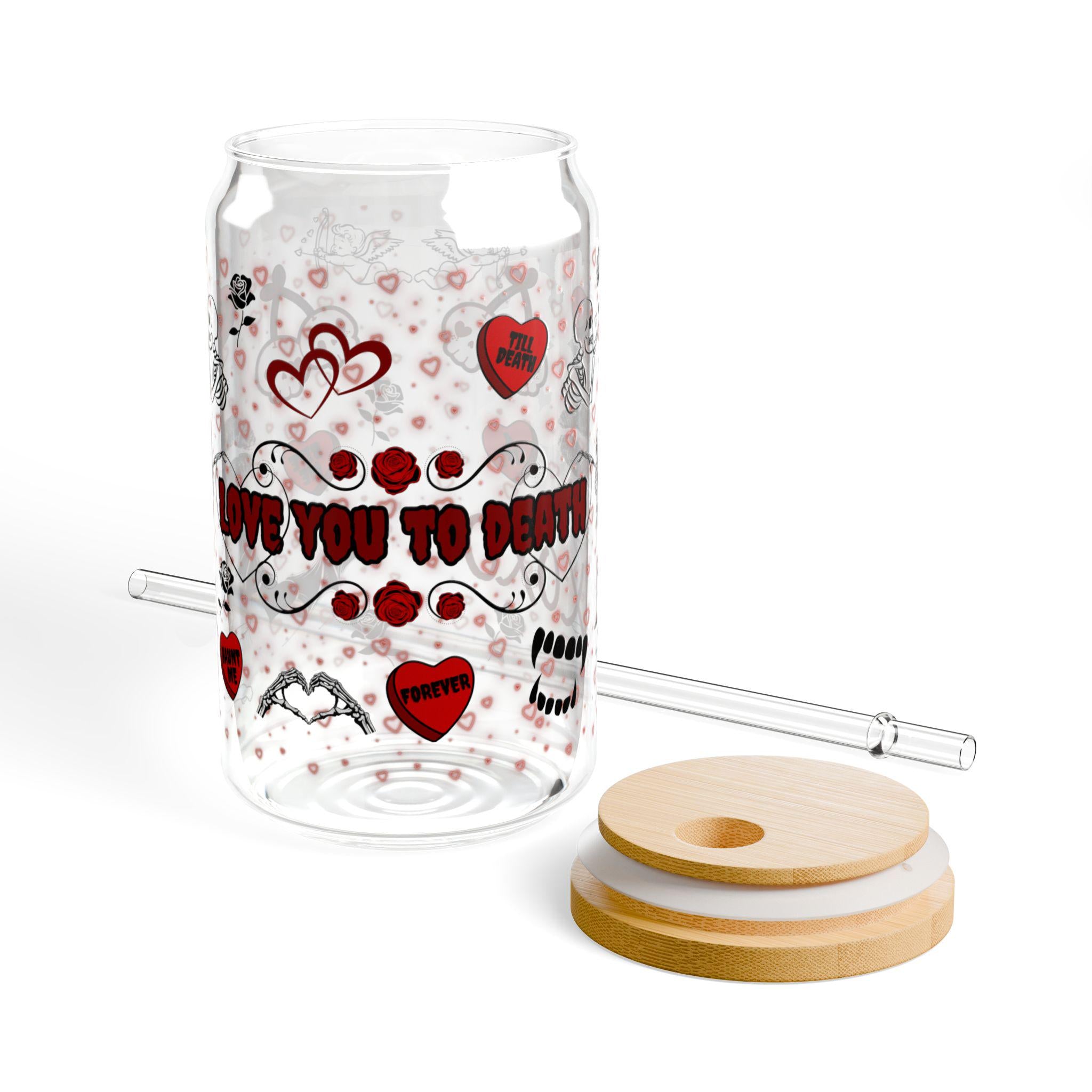 Spooky Valentine's Day Sipper Glass | 16oz Red And Black Goth Inspired Glass