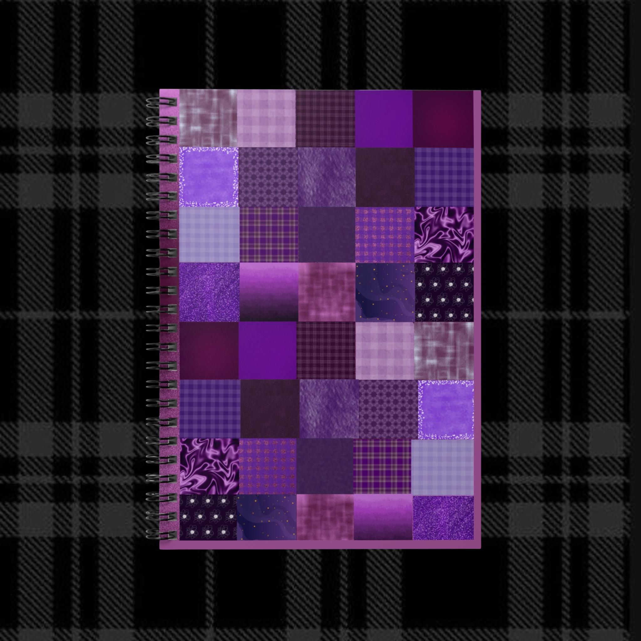 Purple Patchwork Pattern Spiral Notebook | Ruled Journal