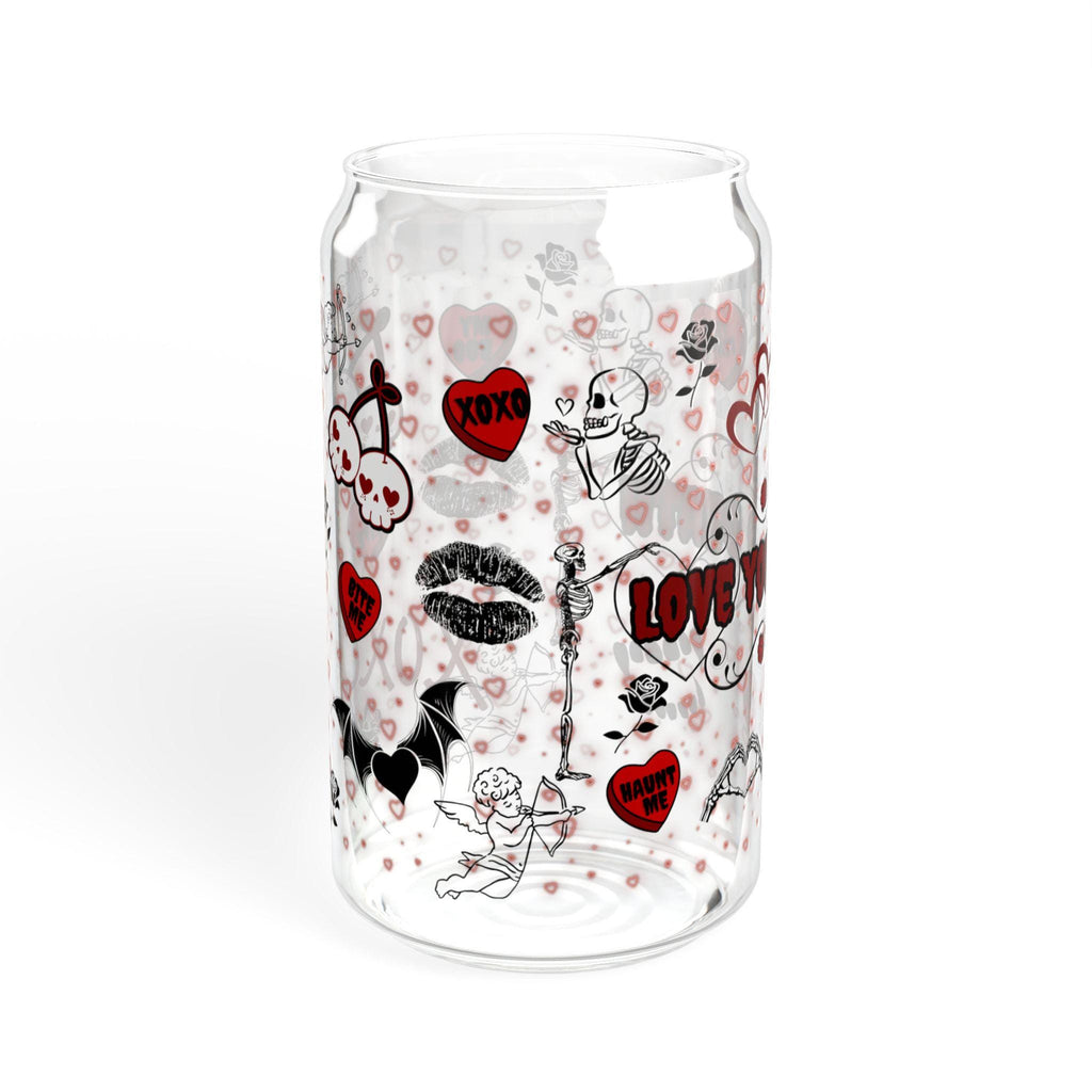 Spooky Valentine's Day Sipper Glass | 16oz Red And Black Goth Inspired Glass