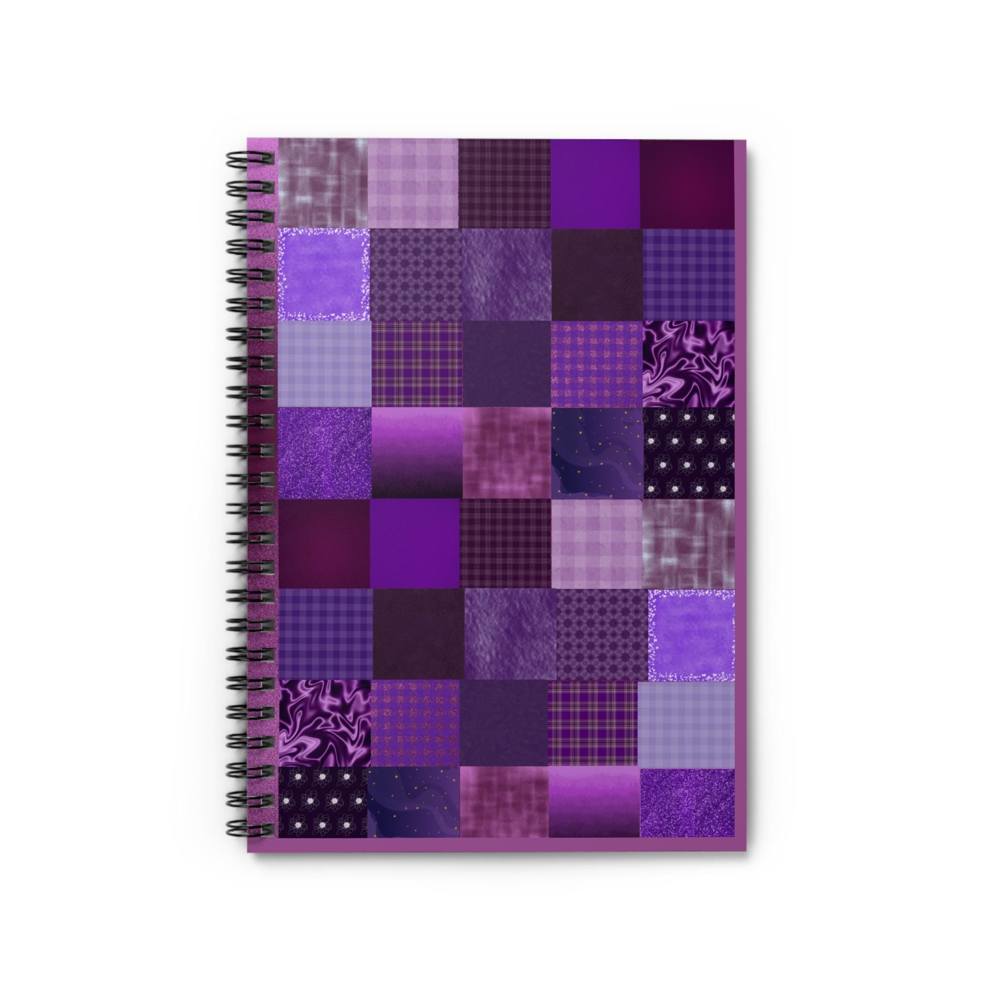Purple Patchwork Pattern Spiral Notebook | Ruled Journal