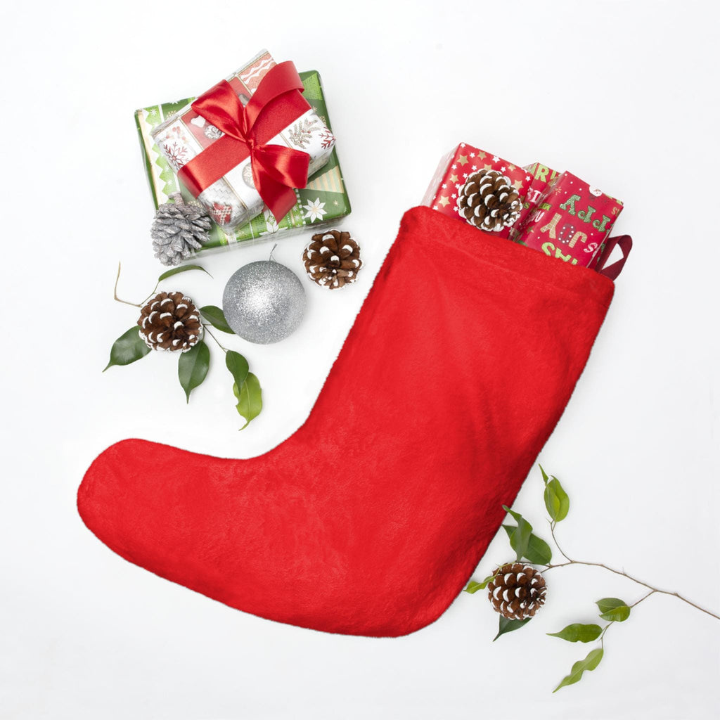 Christmas Stocking 2025 | Red Holiday Stocking with Green and Gold Accents