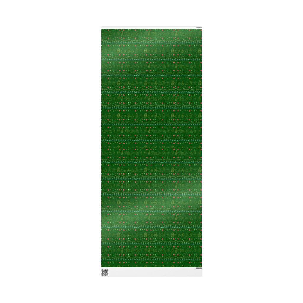 Festive Holiday Wrapping Paper | Green and Gold Christmas Gift Wrap