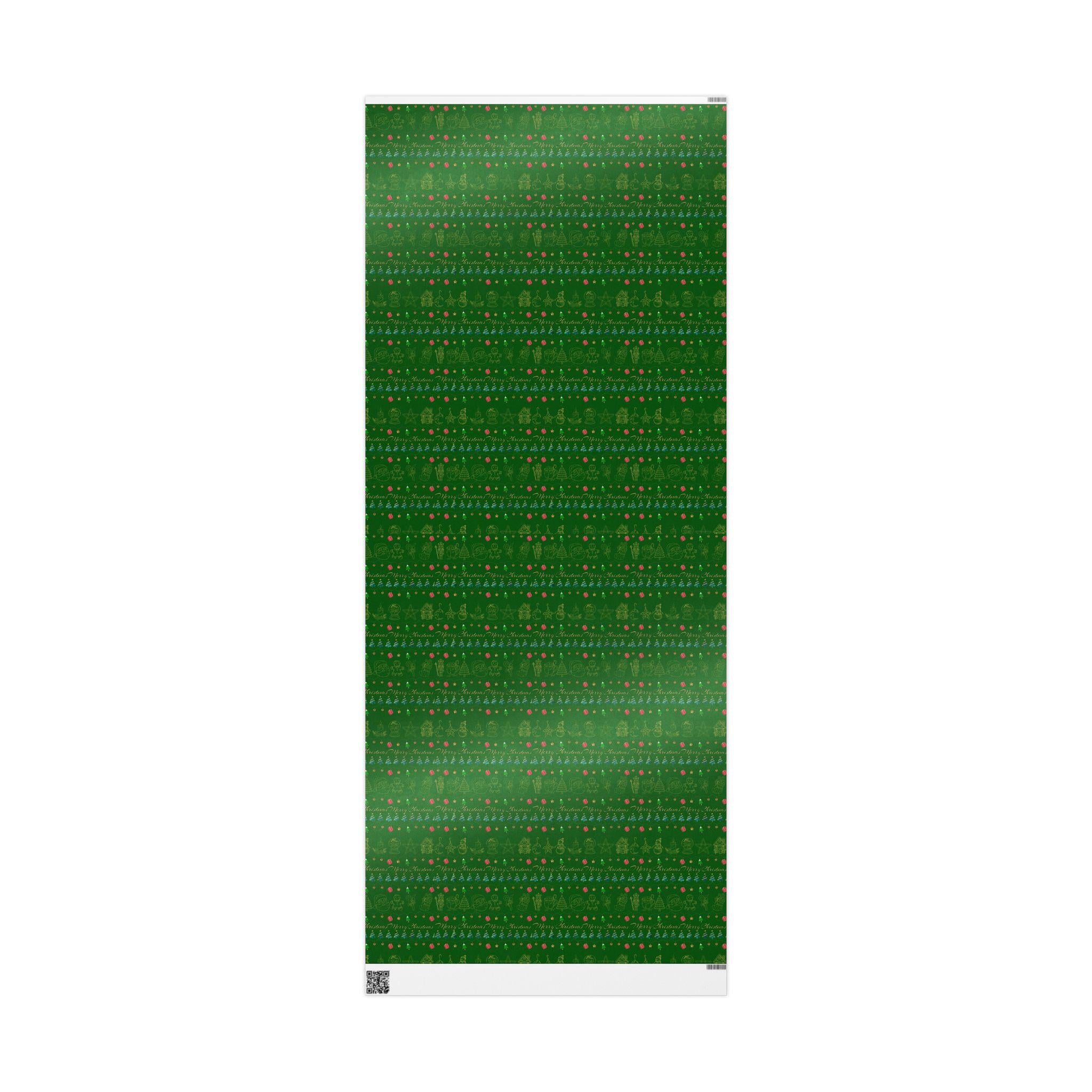Festive Holiday Wrapping Paper | Green and Gold Christmas Gift Wrap