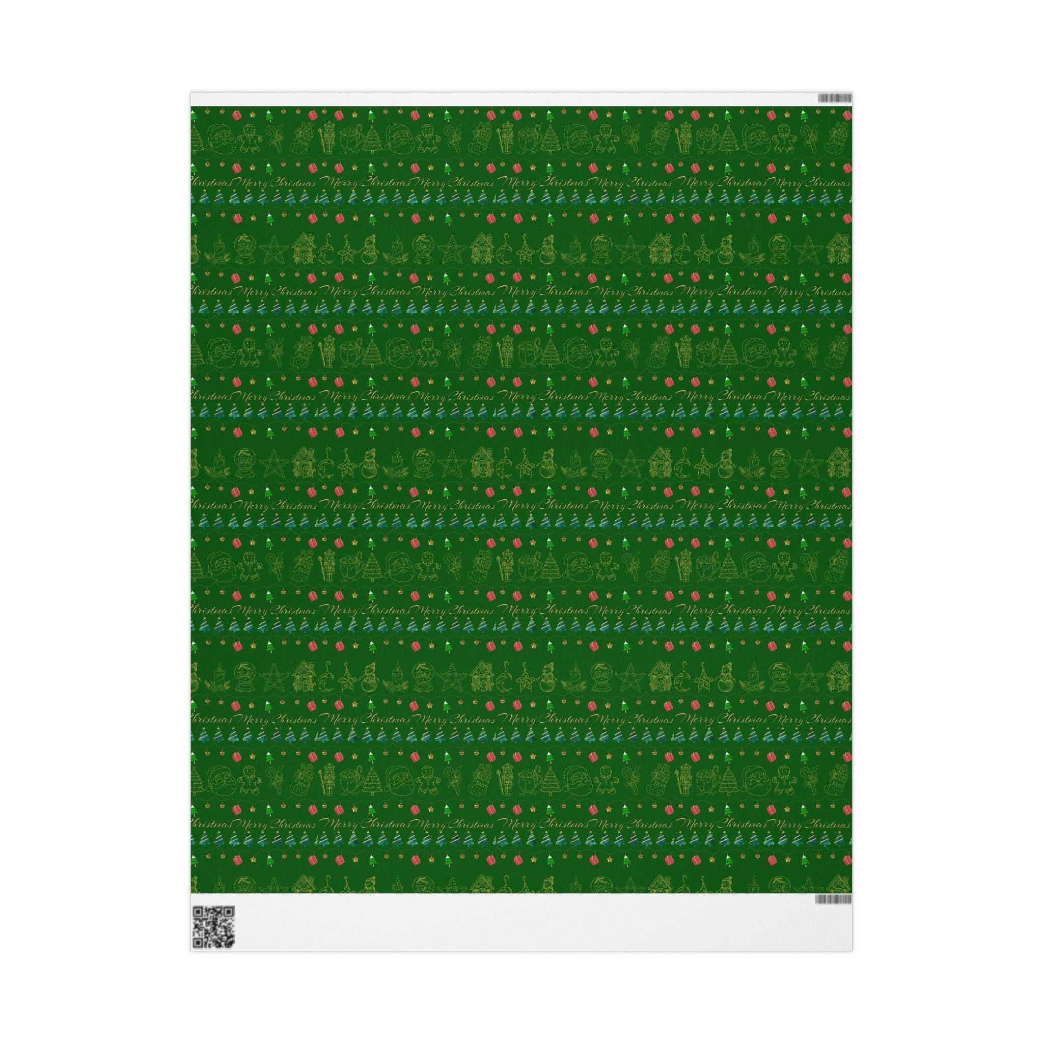 Festive Holiday Wrapping Paper | Green and Gold Christmas Gift Wrap
