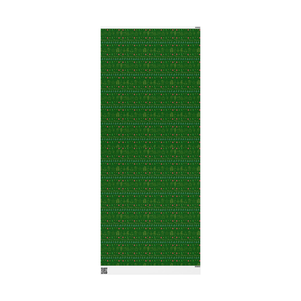 Festive Holiday Wrapping Paper | Green and Gold Christmas Gift Wrap