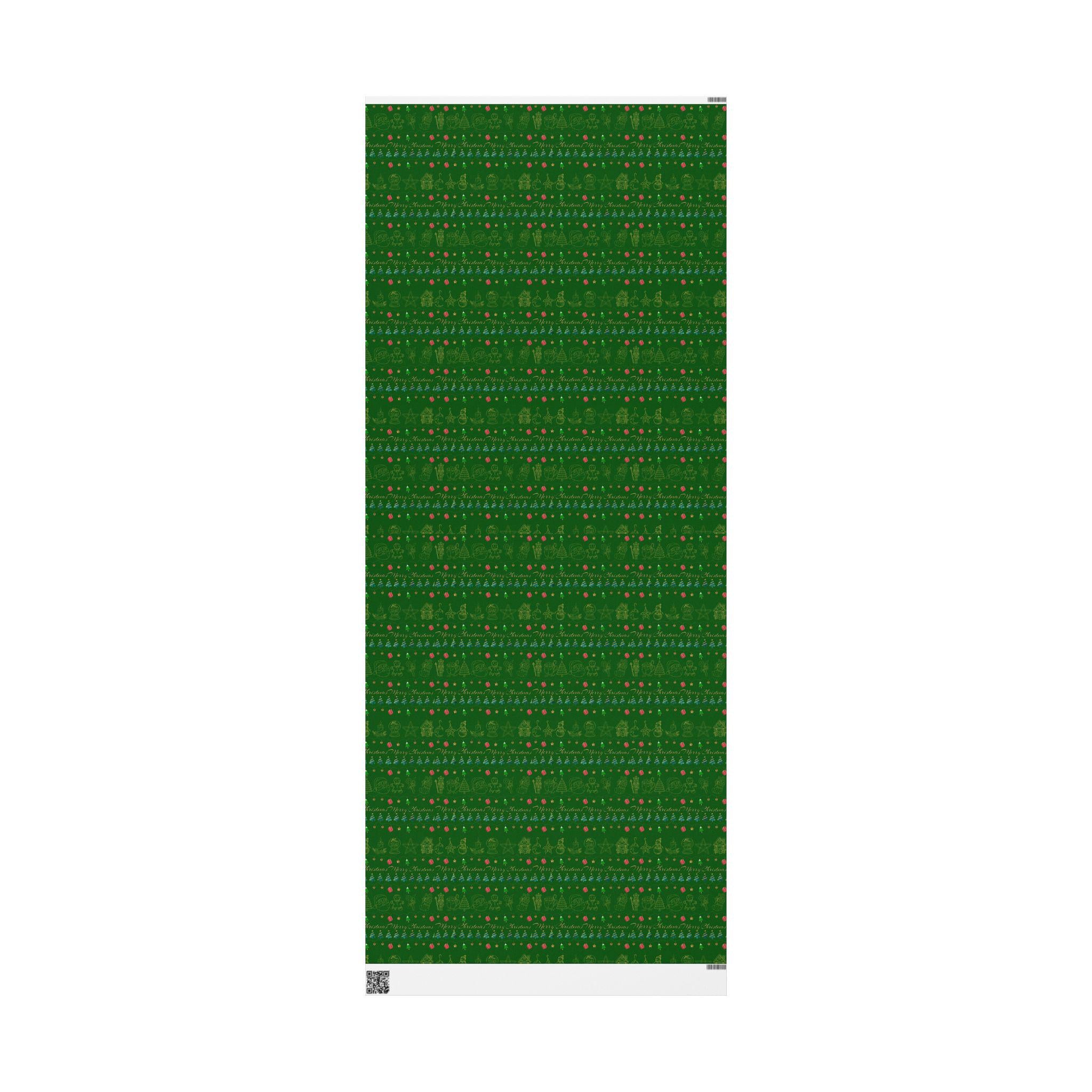 Festive Holiday Wrapping Paper | Green and Gold Christmas Gift Wrap